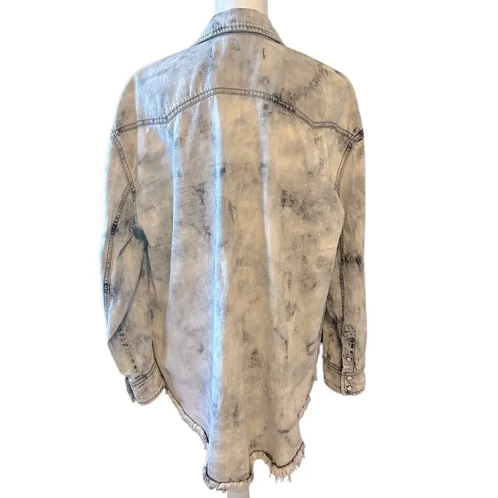 Free People Lovestruck Washed Black Shirt Jacket Shacket Medium